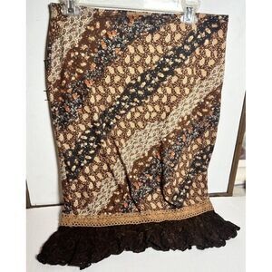 Vintage 90s y2K 00s Skirt Floral Lace‎ Boho Prairie Cottage Allover Floral M